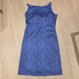 Vintage Blue Snake Print Mini Dress
